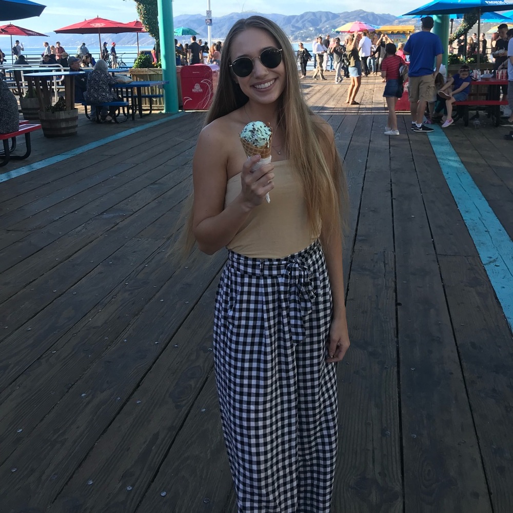 Gingham Wide-Leg Pants